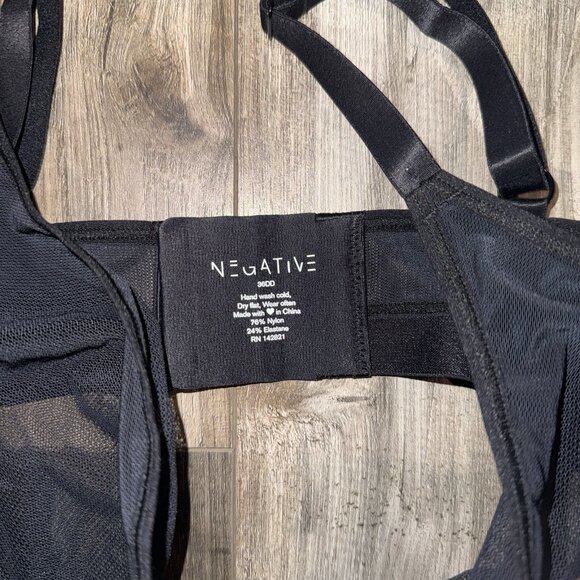 Negative 36DD Bra Black Sieve Demi Underwire Back Closure Sheer Cups - Picture 3 of 3